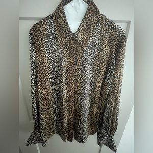 EQUIPMENT Cheetah Printed Slim Signature Blouse